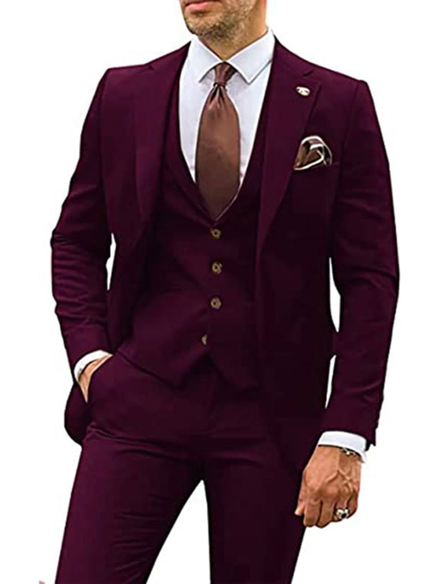 Costume Homme Slim 3 Pièces - Veste, Gilet, Pantalon Pour Mariage, Business, Cérémonie - 7