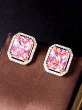 Boucles d'oreilles carrées roses en or rose