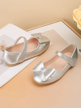 Chaussures de princesse argentées pour filles avec un nœud