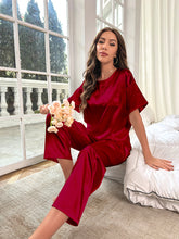 Ensemble Décontracté en Satin Pour l'été Vêtements d'Intérieur à Manches Courtes et Amples