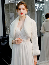 Veste De Mariage À Manches Longues En Fausse Fourrure