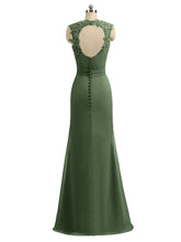 Robe Dentelle Appliquée Bretelle Fourreau Dos Nu Olive Verte