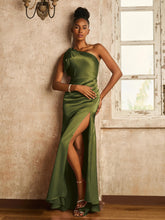 Robe Sans Manches à Une Épaule avec Nœud sur l'Épaule Olive Verte