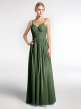 Bretelles Spaghetti Mousseline Maxi Robes Olive Verte