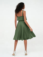 Bretelles Jupe Ronde Robes Courtes en Mousseline Olive Verte Grande Taille