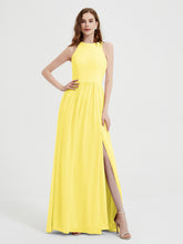 Licou Mousseline Simple Robe Avec Fente Citron