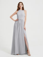 Licou Mousseline Simple Robe Avec Fente Argent