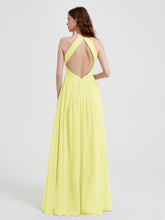 Licou Mousseline Robes Avec Corsage Plissé Jonquille