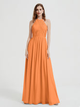 Licou Mousseline Robes Avec Corsage Plissé Orange