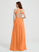 Licou Mousseline Robes Avec Corsage Plissé Orange
