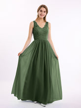 Dentelle Top Et Mousseline Bas Robes Longues Olive Verte