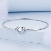 Bracelet Pierre de Lune Coeur Bleu Cadeau Parfait