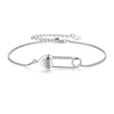 Chaîne de bracelet en argent sterling avec épingle en forme de cœur