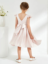 Robe de Fille Mignonne en Acétate Satin avec Mancherons Pétale Rose