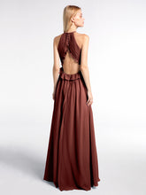 Robe Longue Maxi en Mousseline Décolleté en Trou de Serrure de Dos Ouvert terracotta