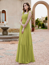 Robe Longueur au Sol en Mousseline à Encolure Carrée Trèfle