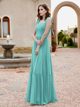 Robe Longueur au Sol en Mousseline à Encolure Carrée Spa