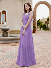 Robe Longueur au Sol en Mousseline à Encolure Carrée Tahiti