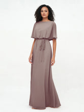 Robes de Demoiselle d'Honneur Enveloppées de Pleine Longueur en Mousseline Dusk