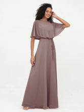 Robes de Demoiselle d'Honneur Enveloppées de Pleine Longueur en Mousseline Dusk