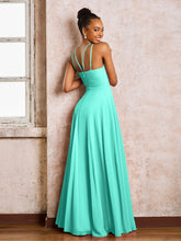 Robe Demoiselle d'Honneur Mousseline à Col Licou Longueur au Sol Spa