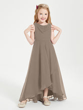 Junior Robes de Demoiselle d'Honneur Modernes à Col Cowl Asymétrique Taupe