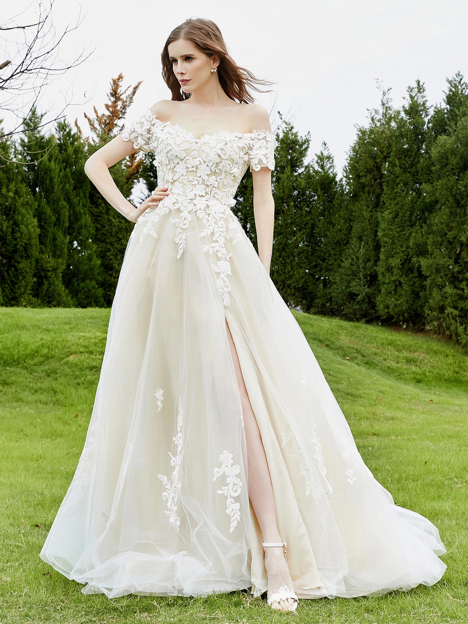 Robe de outlet mariée hors épaule