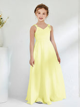Robes de Demoiselle d'Honneur Junior Froncée à Col en V Longueur au Sol Jonquille
