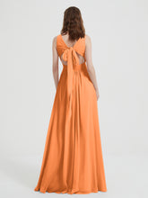 Dos Ouvert Mousseline Robes Avec Col En V Orange