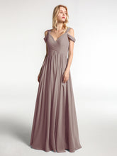 Robe Longue en Mousseline à Taille Empire à Col en V Profond Dusk