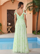 Robe Longue Taille Empire à Hors de l'Épaule avec Fente Sage Dream