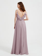 Spaghetti Bretelles Col En V Robes Avec Fente Dusk