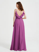 Spaghetti Bretelles Col En V Robes Avec Fente Orchidee