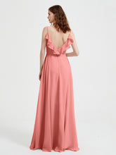 Spaghetti Bretelles Col En V Robes Avec Fente Sunset