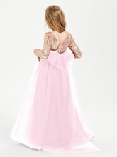 Robe Étincelante de Demoiselle d'Honneur Junior Top en Paillettes Rose Bonbon