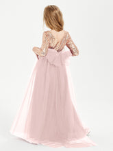 Robe Étincelante de Demoiselle d'Honneur Junior Top en Paillettes Rose Poudré