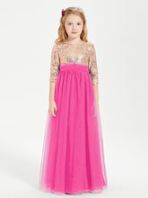 Robe Étincelante de Demoiselle d'Honneur Junior Top en Paillettes Fuchsia