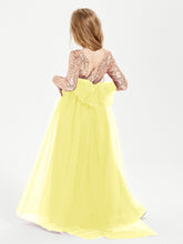 Robe Étincelante de Demoiselle d'Honneur Junior Top en Paillettes Citron