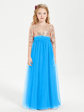 Robe Étincelante de Demoiselle d'Honneur Junior Top en Paillettes Bleu Océan