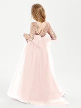Robe Étincelante de Demoiselle d'Honneur Junior Top en Paillettes Rose Perle