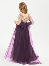 Robe Étincelante de Demoiselle d'Honneur Junior Top en Paillettes Plum