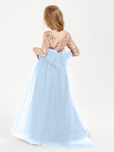 Robe Étincelante de Demoiselle d'Honneur Junior Top en Paillettes Bleu Ciel