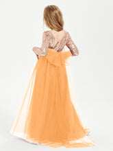 Robe Étincelante de Demoiselle d'Honneur Junior Top en Paillettes Mandarine