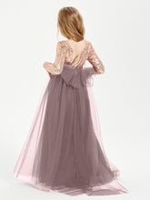 Robe Étincelante de Demoiselle d'Honneur Junior Top en Paillettes Vintage Mauve