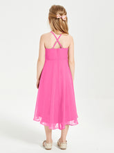 Junior Robes de Demoiselle d'Honneur Longueur de Mollet avec Jupe Asymétrique Azalée