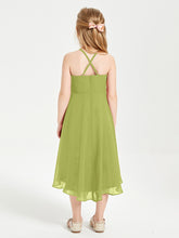 Junior Robes de Demoiselle d'Honneur Longueur de Mollet avec Jupe Asymétrique Trèfle