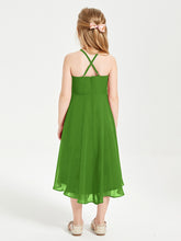 Junior Robes de Demoiselle d'Honneur Longueur de Mollet avec Jupe Asymétrique Mousse