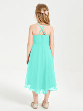 Junior Robes de Demoiselle d'Honneur Longueur de Mollet avec Jupe Asymétrique Spa