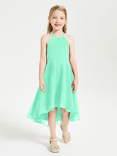 Junior Robes de Demoiselle d'Honneur Longueur de Mollet avec Jupe Asymétrique Turquoise