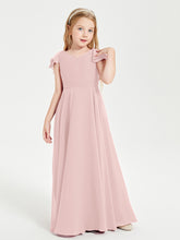 Robe de Demoiselle d'Honneur Junior en Mousseline Délicate Rose Poudré